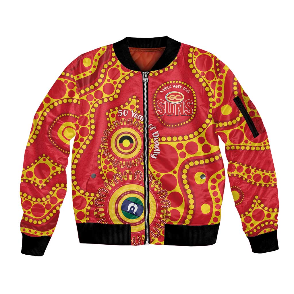 Suns NAIDOC Week 2026 Personalised Sleeve Zip Bomber Jacket 50 Years of Deadly Aboriginal Art