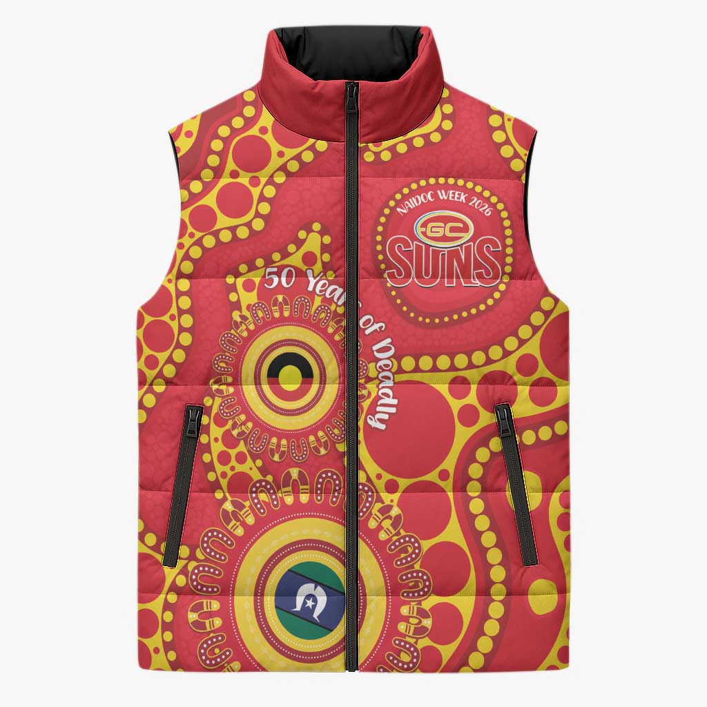 Suns NAIDOC Week 2026 Personalised Sleeveless Puffer Jacket 50 Years of Deadly Aboriginal Art