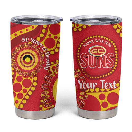 Suns NAIDOC Week 2026 Personalised Tumbler Cup 50 Years of Deadly Aboriginal Art