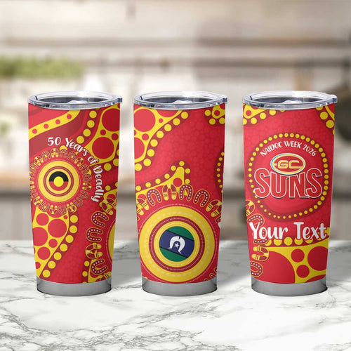 Suns NAIDOC Week 2026 Personalised Tumbler Cup 50 Years of Deadly Aboriginal Art