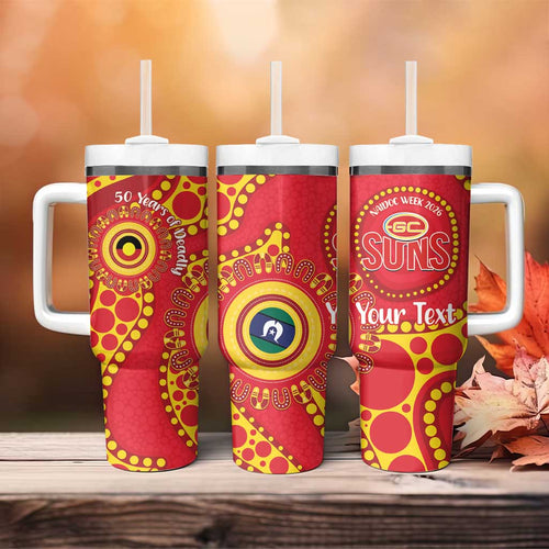 Suns NAIDOC Week 2026 Personalised Tumbler With Handle 50 Years of Deadly Aboriginal Art