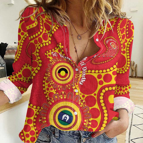 Suns NAIDOC Week 2026 Personalised Women Casual Shirt 50 Years of Deadly Aboriginal Art