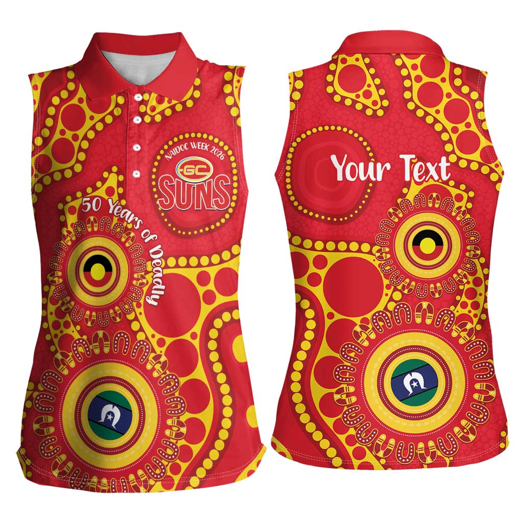 Suns NAIDOC Week 2026 Personalised Women Sleeveless Polo Shirt 50 Years of Deadly Aboriginal Art