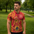 Suns NAIDOC Week 2026 Personalised Zipper Polo Shirt 50 Years of Deadly Aboriginal Art