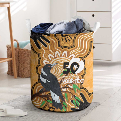 Personalised Australia Magpie NAIDOC Week 2026 Laundry Basket 50 Years of Deadly Aboriginal Art