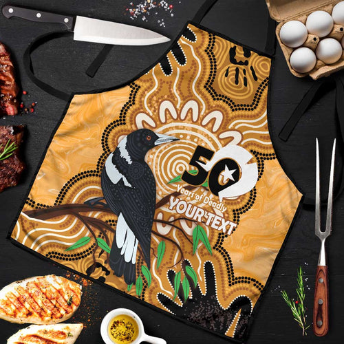 Personalised Australia Magpie NAIDOC Week 2026 Apron 50 Years of Deadly Aboriginal Art