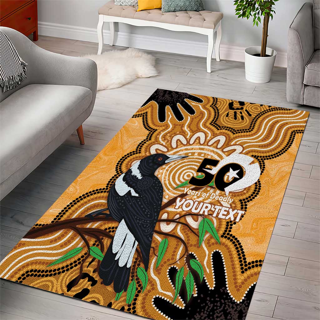 Personalised Australia Magpie NAIDOC Week 2026 Area Rug 50 Years of Deadly Aboriginal Art