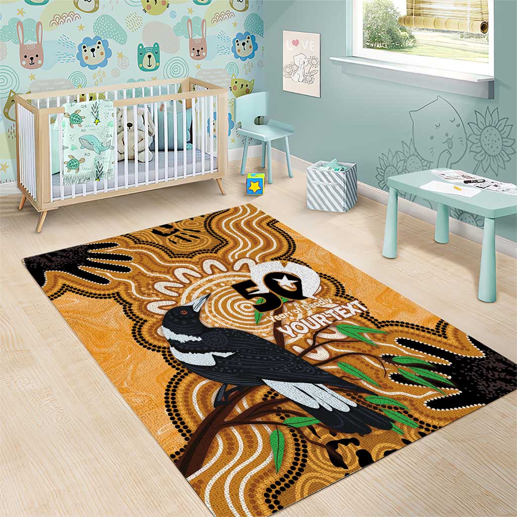 Personalised Australia Magpie NAIDOC Week 2026 Area Rug 50 Years of Deadly Aboriginal Art