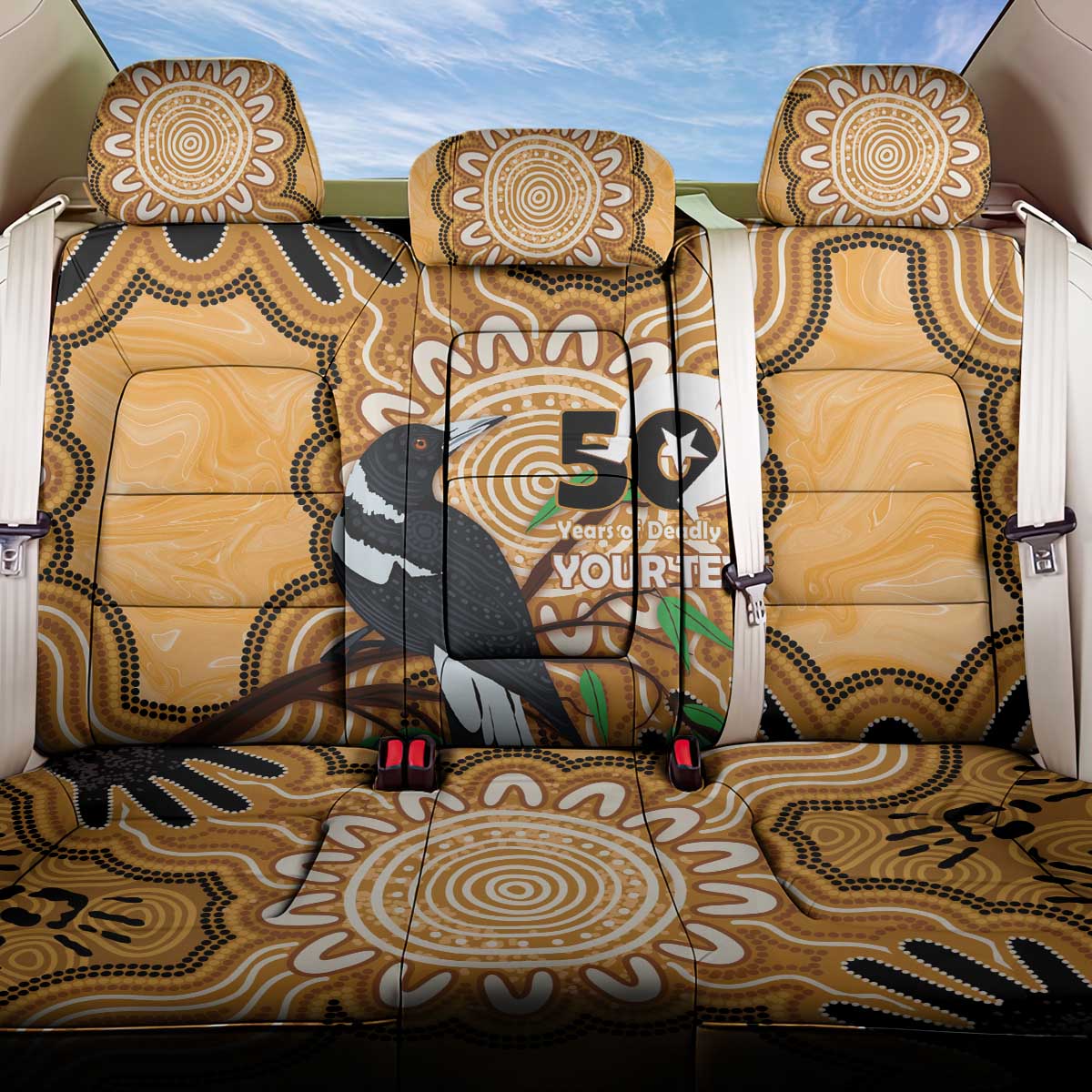 Personalised Australia Magpie NAIDOC Week 2026 Back Car Seat Cover 50 Years of Deadly Aboriginal Art
