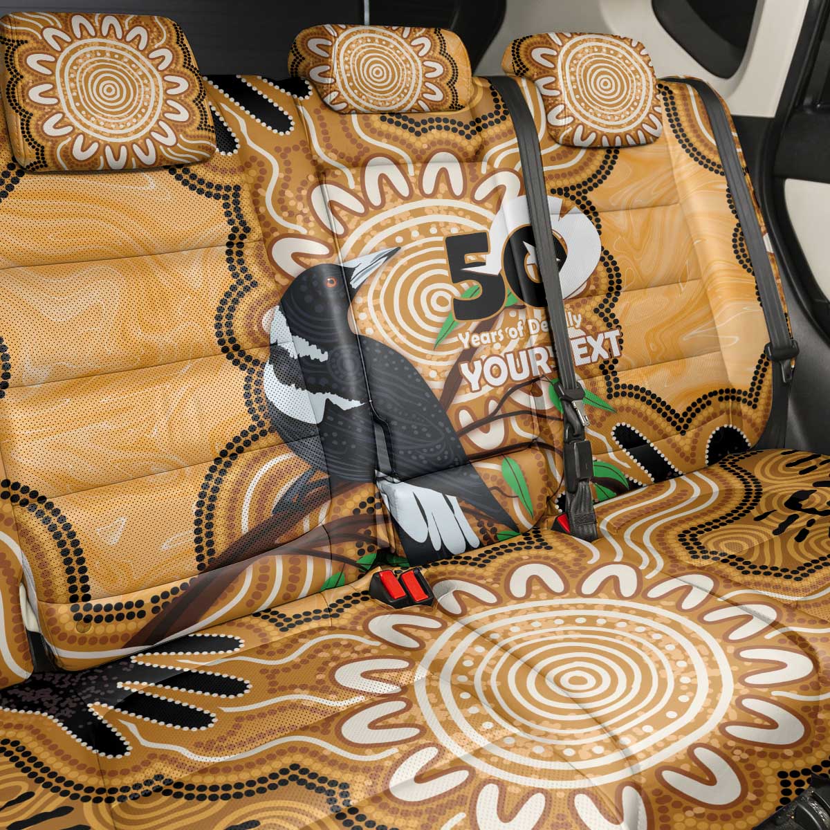 Personalised Australia Magpie NAIDOC Week 2026 Back Car Seat Cover 50 Years of Deadly Aboriginal Art