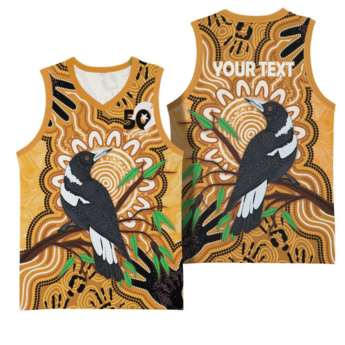 Personalised Australia Magpie NAIDOC Week 2026 Basketball Jersey 50 Years of Deadly Aboriginal Art