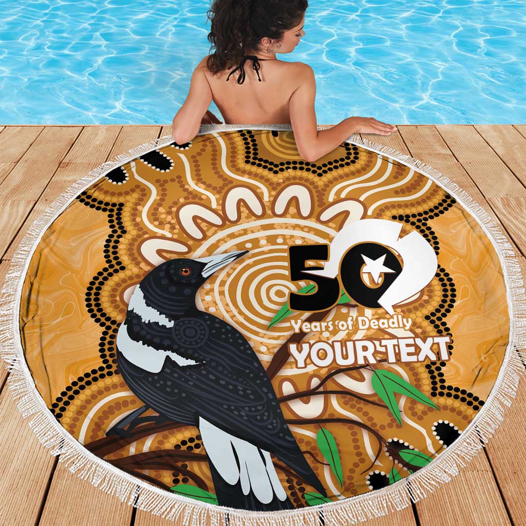 Personalised Australia Magpie NAIDOC Week 2026 Beach Blanket 50 Years of Deadly Aboriginal Art