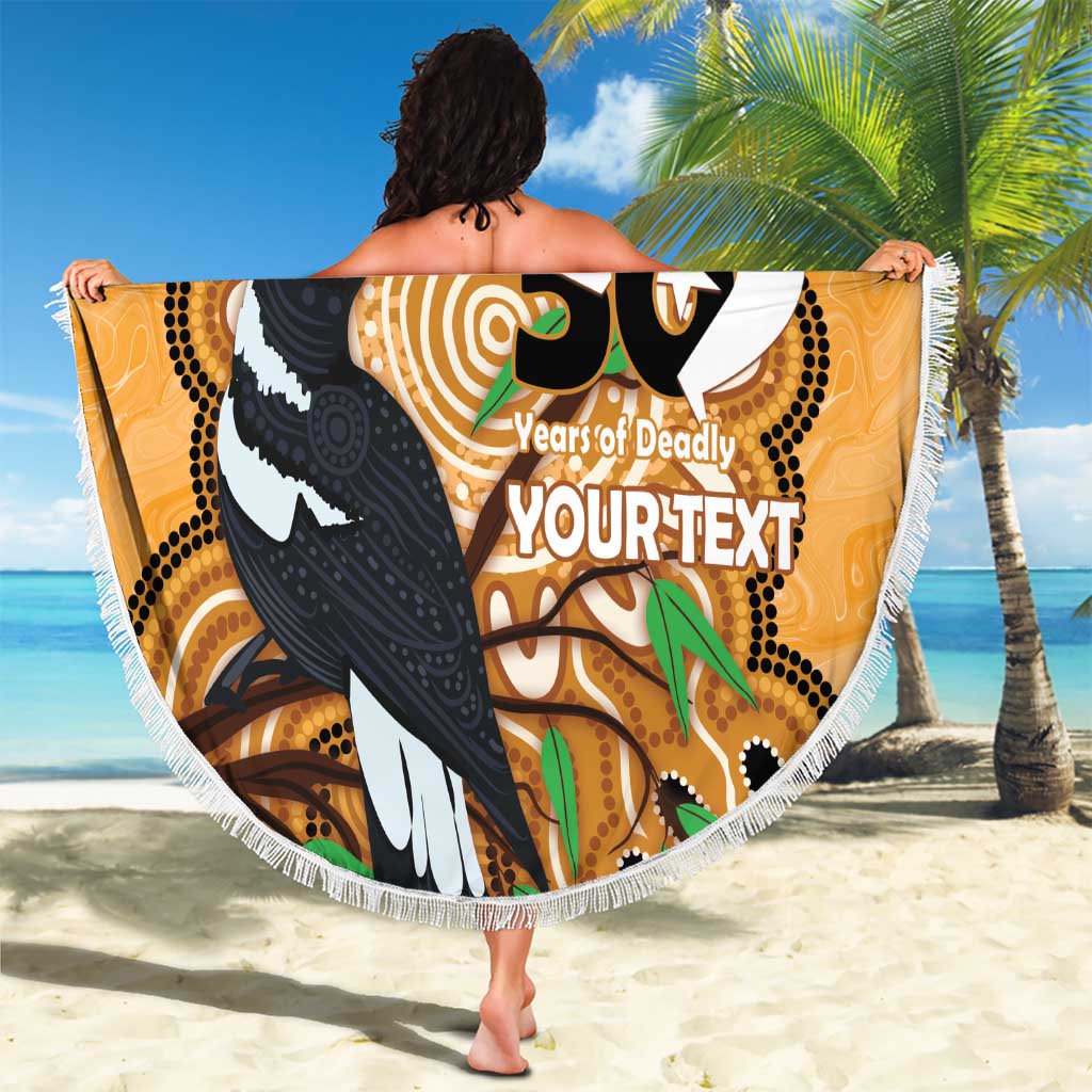 Personalised Australia Magpie NAIDOC Week 2026 Beach Blanket 50 Years of Deadly Aboriginal Art