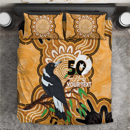 Personalised Australia Magpie NAIDOC Week 2026 Bedding Set 50 Years of Deadly Aboriginal Art