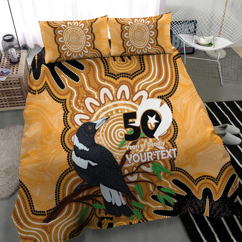 Personalised Australia Magpie NAIDOC Week 2026 Bedding Set 50 Years of Deadly Aboriginal Art