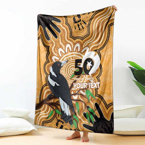 Personalised Australia Magpie NAIDOC Week 2026 Blanket 50 Years of Deadly Aboriginal Art