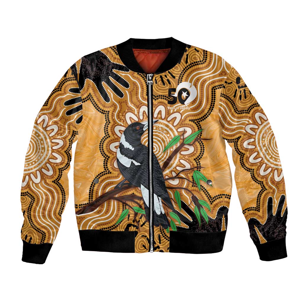 Personalised Australia Magpie NAIDOC Week 2026 Bomber Jacket 50 Years of Deadly Aboriginal Art