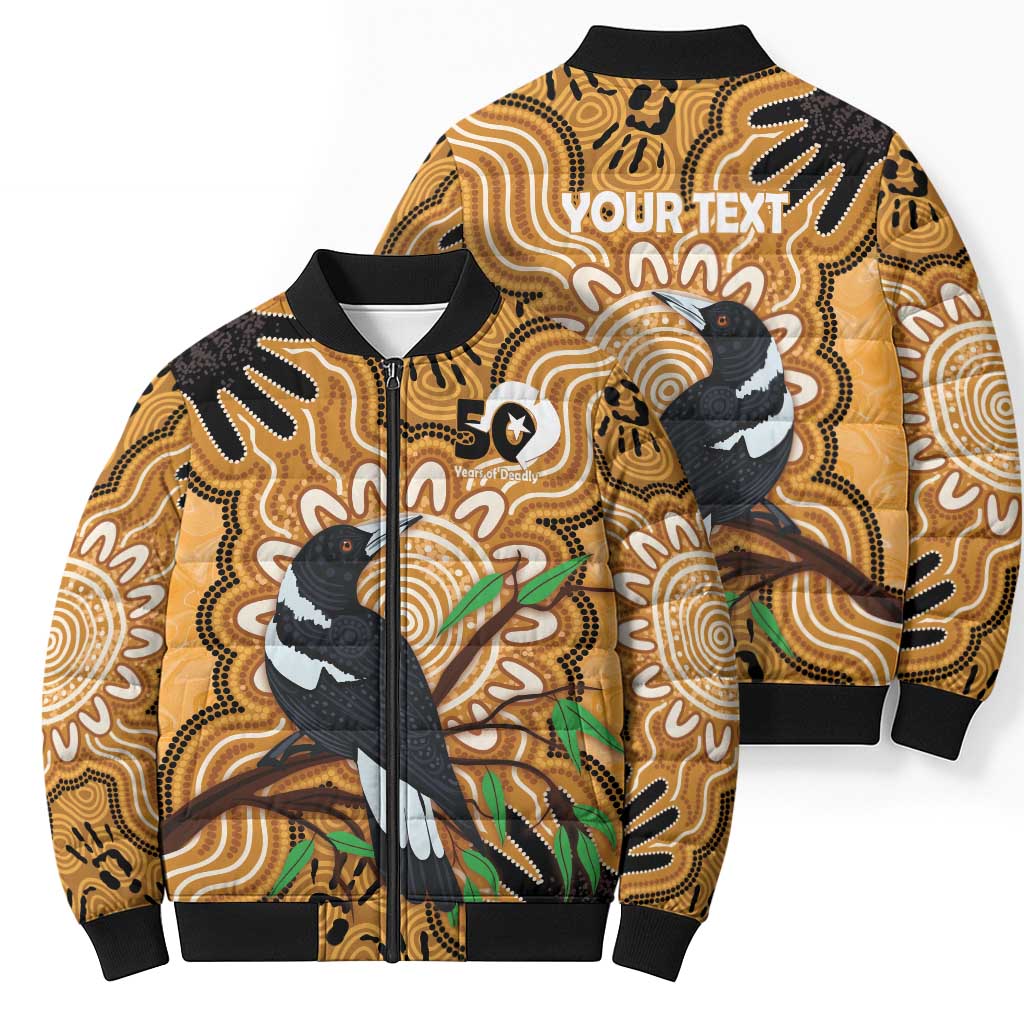 Personalised Australia Magpie NAIDOC Week 2026 Bomber Puffer Jacket 50 Years of Deadly Aboriginal Art