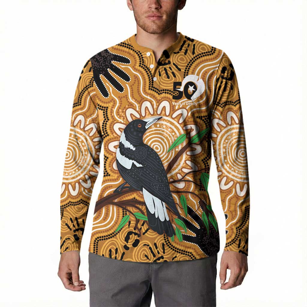 Personalised Australia Magpie NAIDOC Week 2026 Button Sweatshirt 50 Years of Deadly Aboriginal Art
