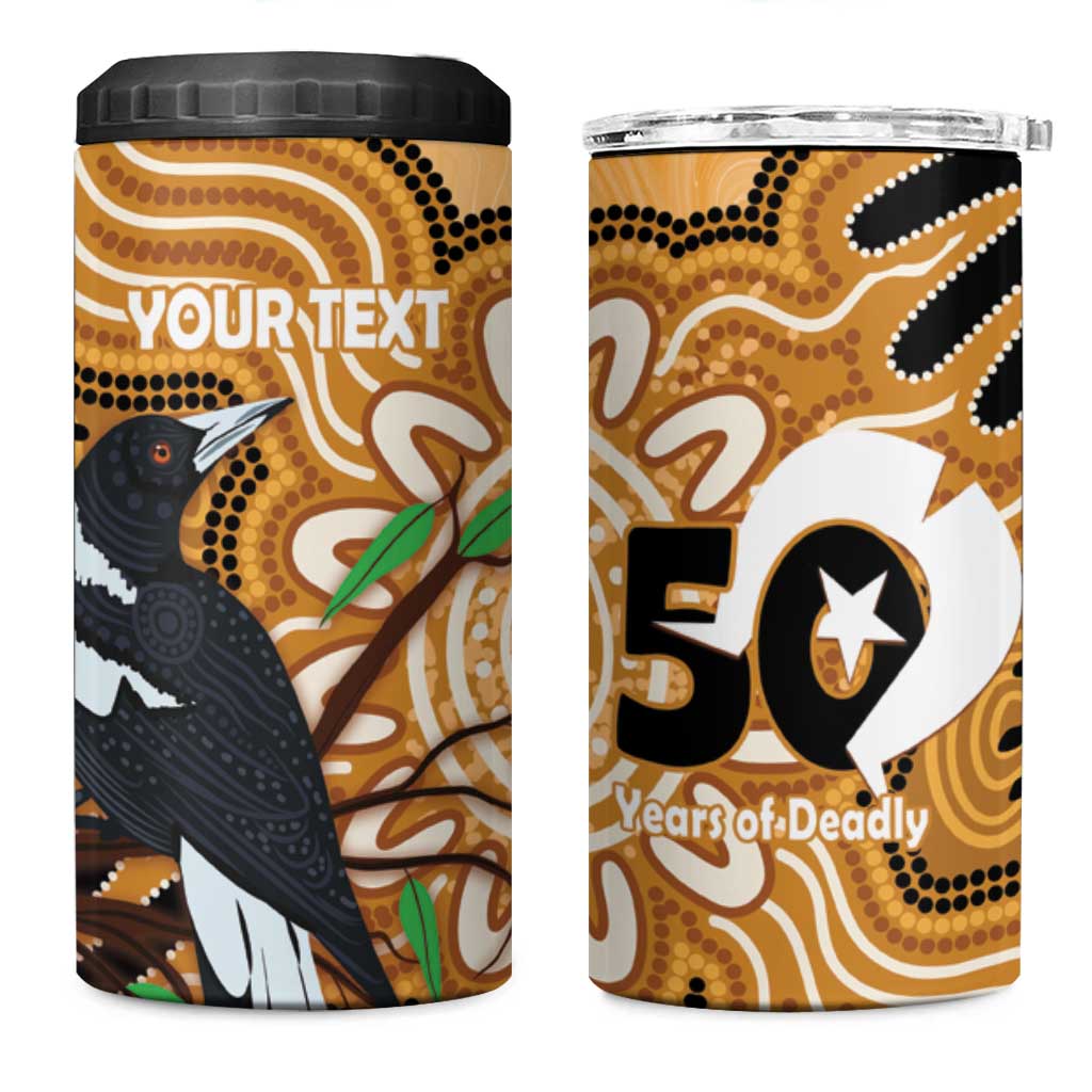 Personalised Australia Magpie NAIDOC Week 2026 4 in 1 Can Cooler Tumbler 50 Years of Deadly Aboriginal Art