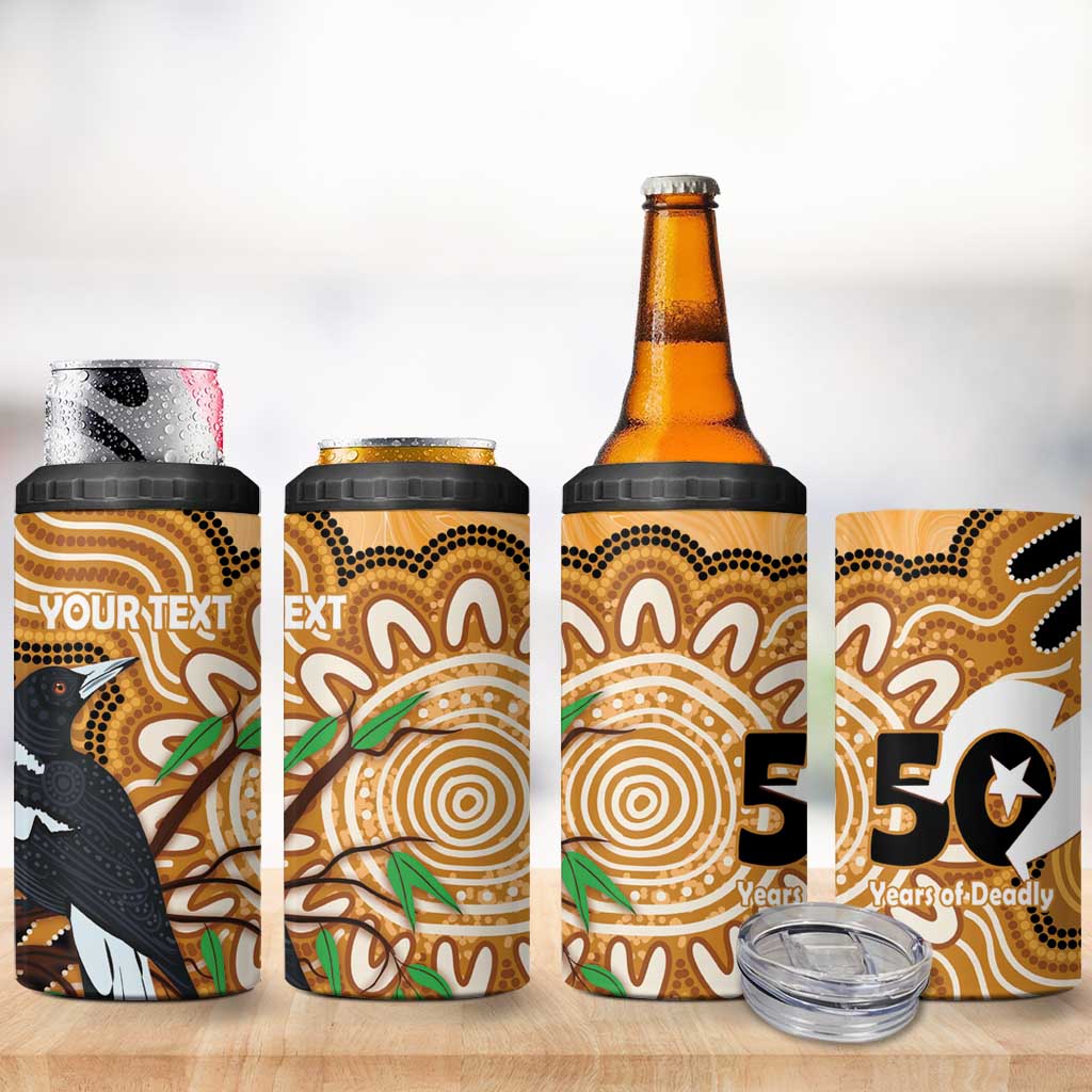 Personalised Australia Magpie NAIDOC Week 2026 4 in 1 Can Cooler Tumbler 50 Years of Deadly Aboriginal Art