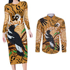Personalised Australia Magpie NAIDOC Week 2026 Couples Matching Long Sleeve Bodycon Dress and Long Sleeve Button Shirt 50 Years of Deadly Aboriginal Art
