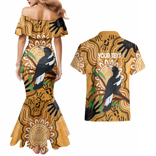 Personalised Australia Magpie NAIDOC Week 2026 Couples Matching Mermaid Dress and Hawaiian Shirt 50 Years of Deadly Aboriginal Art