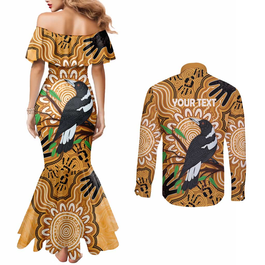 Personalised Australia Magpie NAIDOC Week 2026 Couples Matching Mermaid Dress and Long Sleeve Button Shirt 50 Years of Deadly Aboriginal Art