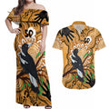 Personalised Australia Magpie NAIDOC Week 2026 Couples Matching Off Shoulder Maxi Dress and Hawaiian Shirt 50 Years of Deadly Aboriginal Art