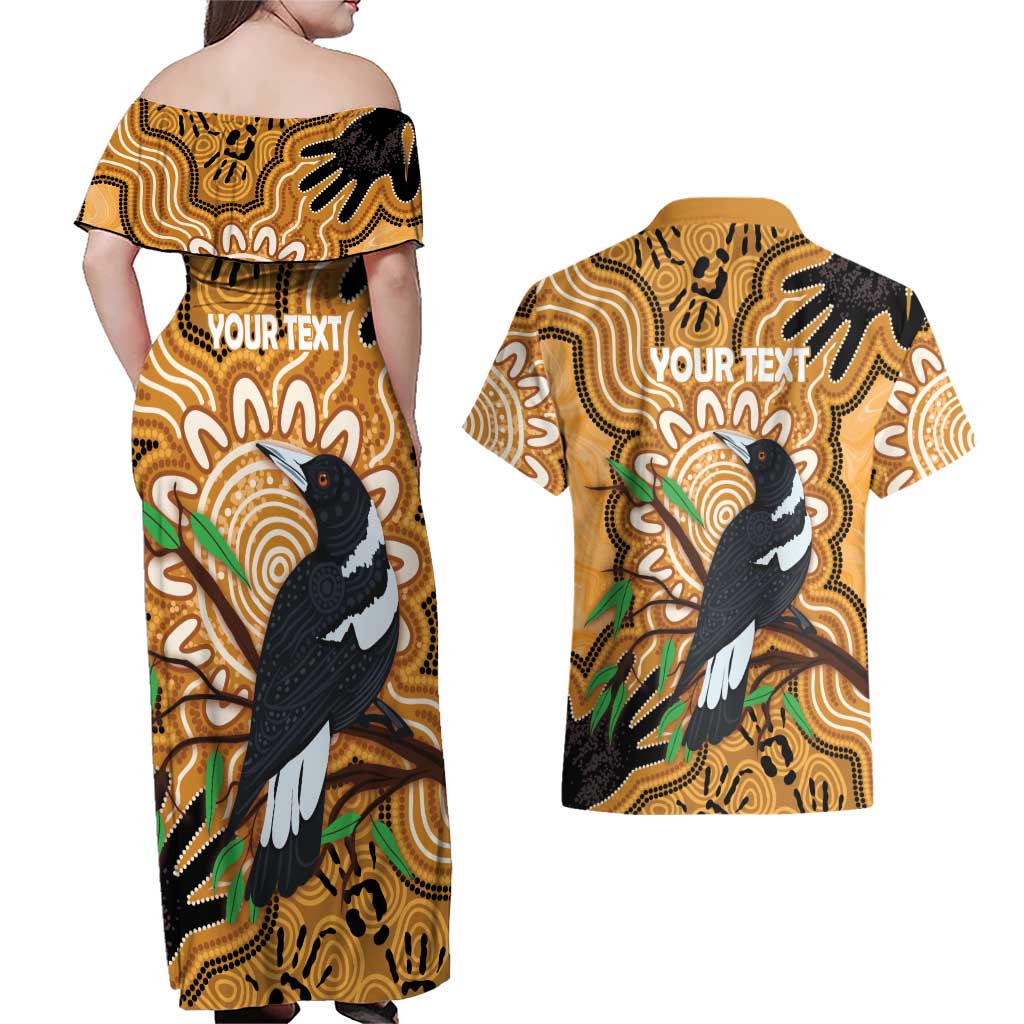 Personalised Australia Magpie NAIDOC Week 2026 Couples Matching Off Shoulder Maxi Dress and Hawaiian Shirt 50 Years of Deadly Aboriginal Art