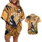 Personalised Australia Magpie NAIDOC Week 2026 Couples Matching Off Shoulder Short Dress and Hawaiian Shirt 50 Years of Deadly Aboriginal Art