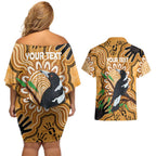 Personalised Australia Magpie NAIDOC Week 2026 Couples Matching Off Shoulder Short Dress and Hawaiian Shirt 50 Years of Deadly Aboriginal Art