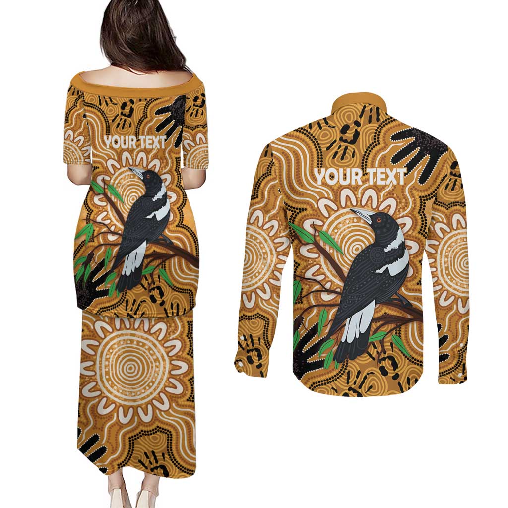 Personalised Australia Magpie NAIDOC Week 2026 Couples Matching Puletasi and Long Sleeve Button Shirt 50 Years of Deadly Aboriginal Art