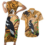 Personalised Australia Magpie NAIDOC Week 2026 Couples Matching Short Sleeve Bodycon Dress and Hawaiian Shirt 50 Years of Deadly Aboriginal Art