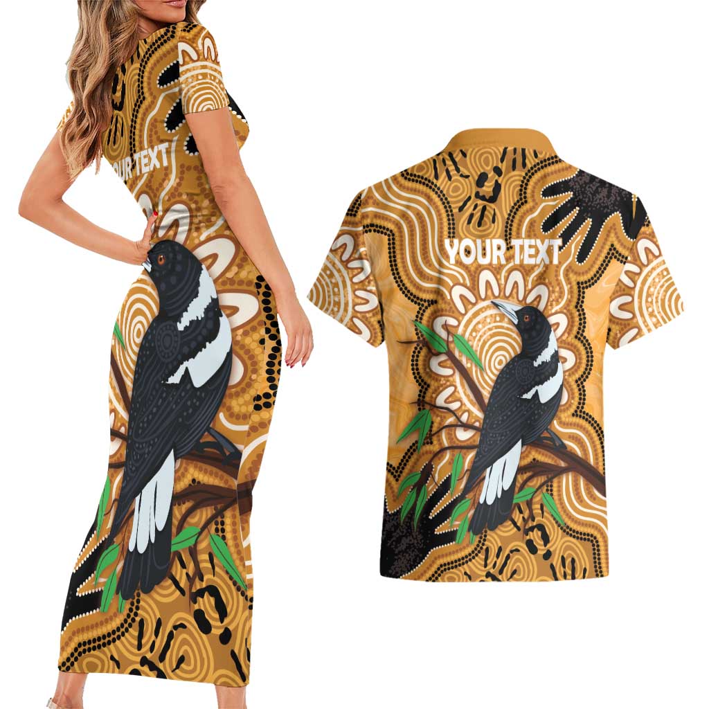 Personalised Australia Magpie NAIDOC Week 2026 Couples Matching Short Sleeve Bodycon Dress and Hawaiian Shirt 50 Years of Deadly Aboriginal Art