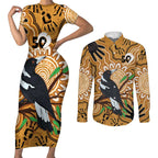 Personalised Australia Magpie NAIDOC Week 2026 Couples Matching Short Sleeve Bodycon Dress and Long Sleeve Button Shirt 50 Years of Deadly Aboriginal Art