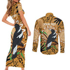 Personalised Australia Magpie NAIDOC Week 2026 Couples Matching Short Sleeve Bodycon Dress and Long Sleeve Button Shirt 50 Years of Deadly Aboriginal Art
