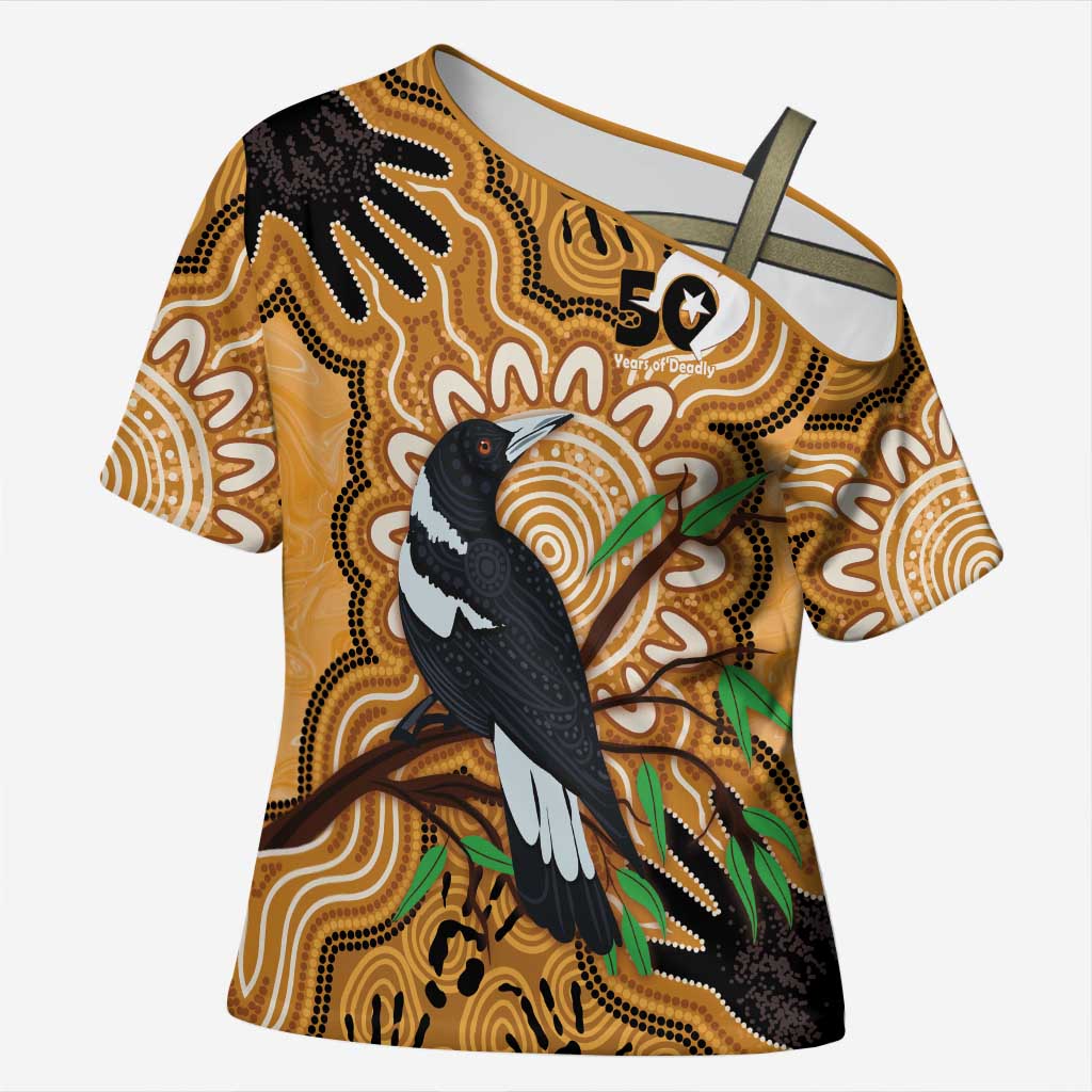 Personalised Australia Magpie NAIDOC Week 2026 Cross Shoulder Shirt 50 Years of Deadly Aboriginal Art