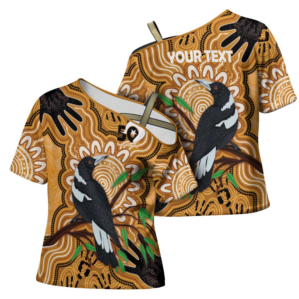 Personalised Australia Magpie NAIDOC Week 2026 Cross Shoulder Shirt 50 Years of Deadly Aboriginal Art