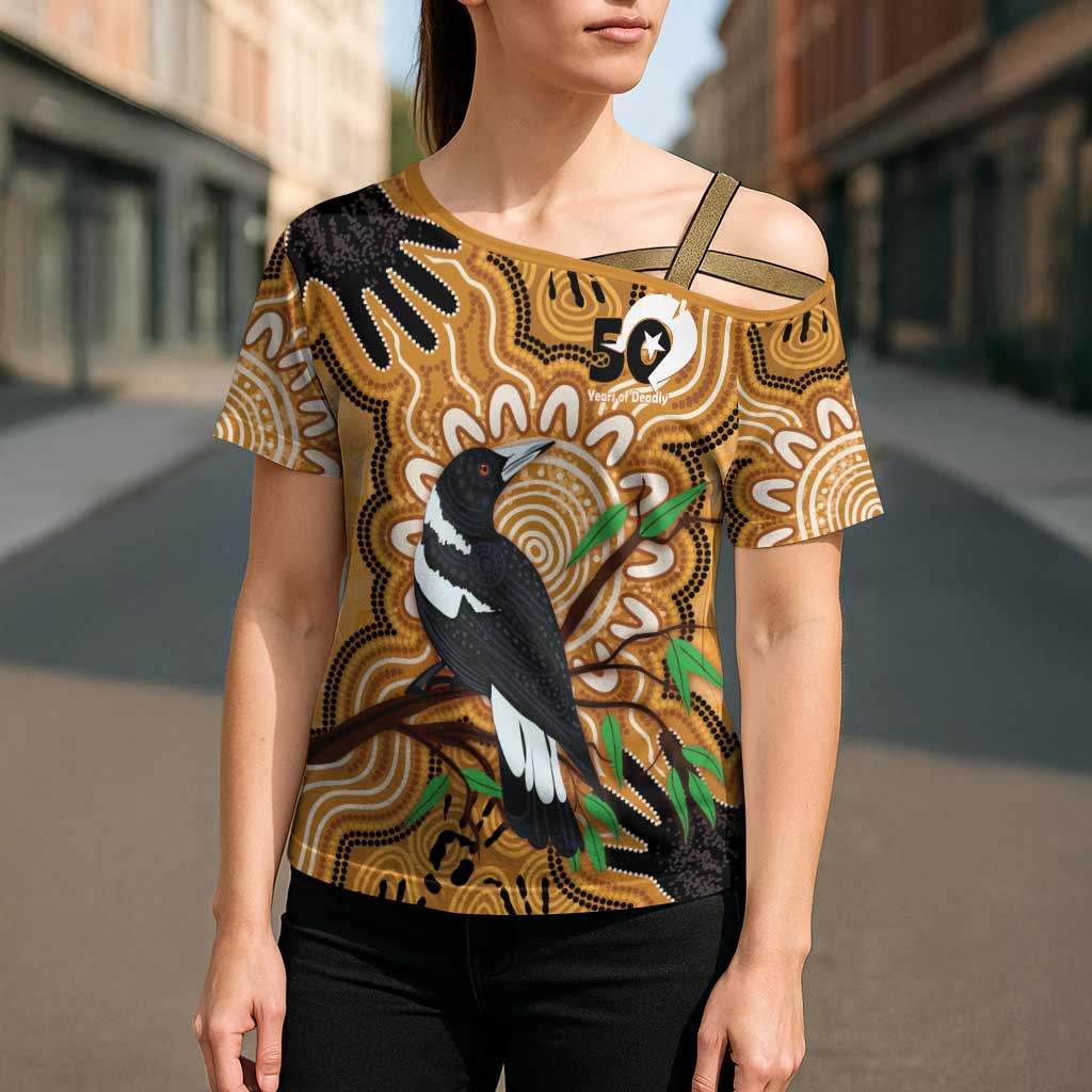 Personalised Australia Magpie NAIDOC Week 2026 Cross Shoulder Shirt 50 Years of Deadly Aboriginal Art
