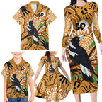 Personalised Australia Magpie NAIDOC Week 2026 Family Matching Long Sleeve Bodycon Dress and Hawaiian Shirt 50 Years of Deadly Aboriginal Art