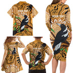 Personalised Australia Magpie NAIDOC Week 2026 Family Matching Long Sleeve Bodycon Dress and Hawaiian Shirt 50 Years of Deadly Aboriginal Art