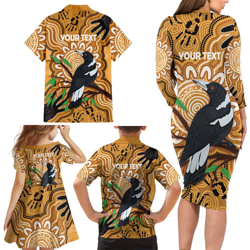 Personalised Australia Magpie NAIDOC Week 2026 Family Matching Long Sleeve Bodycon Dress and Hawaiian Shirt 50 Years of Deadly Aboriginal Art