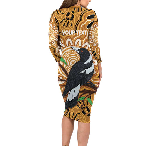 Personalised Australia Magpie NAIDOC Week 2026 Family Matching Long Sleeve Bodycon Dress and Hawaiian Shirt 50 Years of Deadly Aboriginal Art