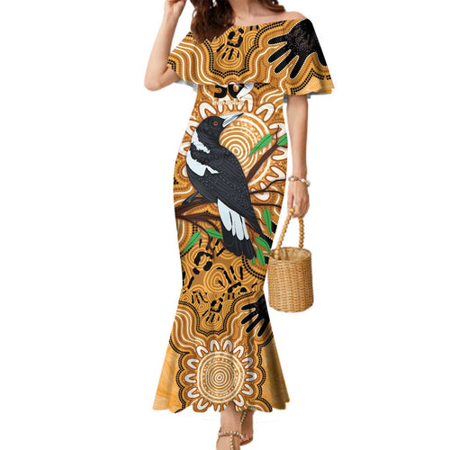 Personalised Australia Magpie NAIDOC Week 2026 Family Matching Mermaid Dress and Hawaiian Shirt 50 Years of Deadly Aboriginal Art
