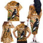 Personalised Australia Magpie NAIDOC Week 2026 Family Matching Off The Shoulder Long Sleeve Dress and Hawaiian Shirt 50 Years of Deadly Aboriginal Art