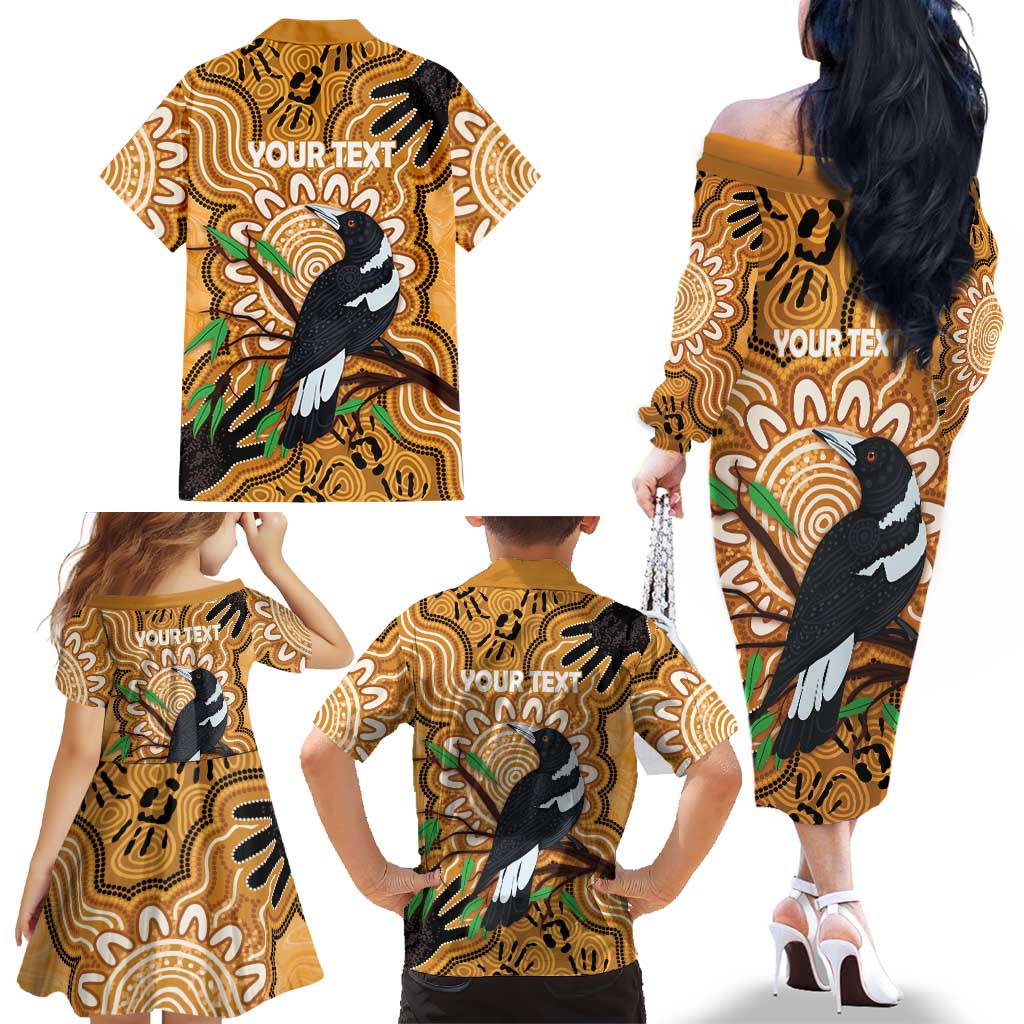 Personalised Australia Magpie NAIDOC Week 2026 Family Matching Off The Shoulder Long Sleeve Dress and Hawaiian Shirt 50 Years of Deadly Aboriginal Art