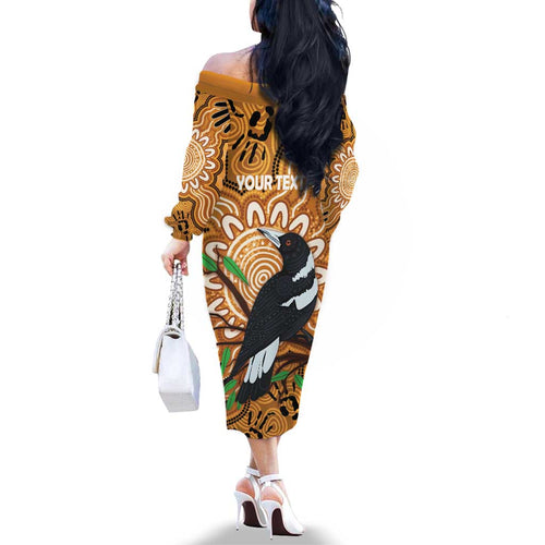 Personalised Australia Magpie NAIDOC Week 2026 Family Matching Off The Shoulder Long Sleeve Dress and Hawaiian Shirt 50 Years of Deadly Aboriginal Art