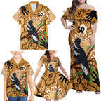 Personalised Australia Magpie NAIDOC Week 2026 Family Matching Off Shoulder Maxi Dress and Hawaiian Shirt 50 Years of Deadly Aboriginal Art