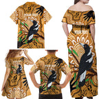 Personalised Australia Magpie NAIDOC Week 2026 Family Matching Off Shoulder Maxi Dress and Hawaiian Shirt 50 Years of Deadly Aboriginal Art